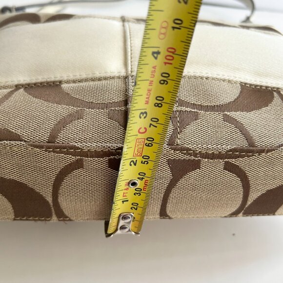 Coach Canvas Signature C Logo Shoulder Bag in Tan/Beige/Brown - Picture 9 of 16